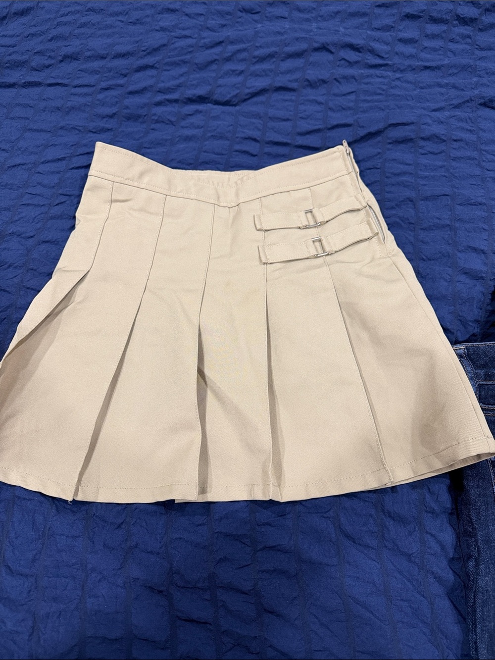 French Toast Girls Khaki Pleated Skort with Buckle Detail